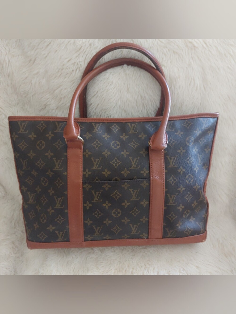 Louis Vuitton Monogram Sac Weekend Canvas Brown Tote Luggage